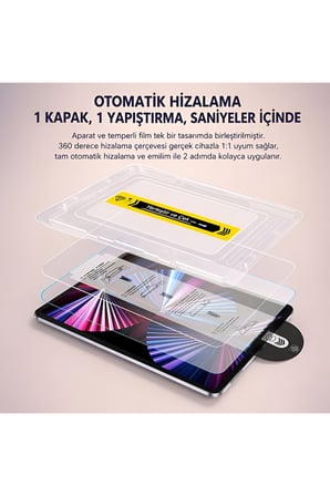 Galaxy Tab S10 Fe Plus Kolay Uygulama Aparatlı Toz Önleyici Tam Kaplayan Cam Ekran Koruyucu