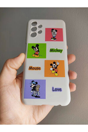 Samsung Galaxy A13 Uyumlu Mickey Mouse Tasarım Içi Kadife Kılıf