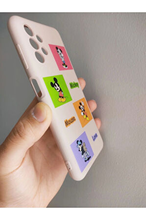Samsung Galaxy A13 Uyumlu Mickey Mouse Tasarım Içi Kadife Kılıf