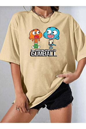 çizgi film karakterleri  baskılı oversize basic o yaka unisex t-şhirt