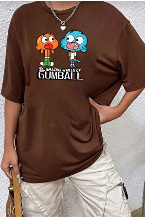 çizgi film karakterleri  baskılı oversize basic o yaka unisex t-şhirt