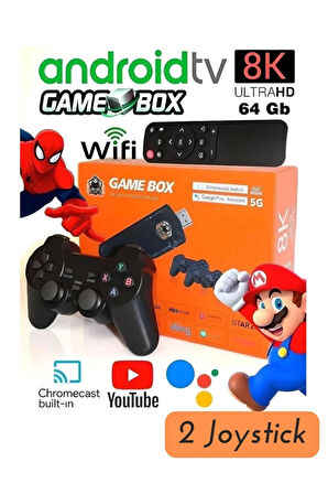 Smart TV Game Box 8k Ultra HD 64 Gb +10000 Nostalji Retro Oyun Game Stick