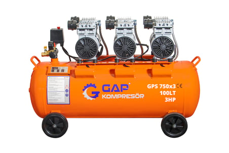 GAP Kompresör 100 lt Sessiz ve Yağsız Hava Kompresörü GPS 750x3