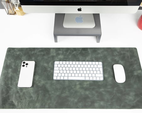 Kişiye Özel Hakiki Full Grain Deri Masa Matı 37X80 Cm El Yapımı Ofis Sümeni Ve Mouse Pad