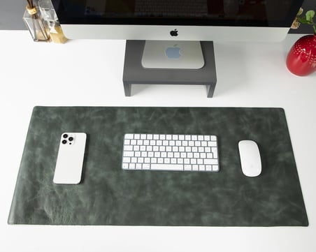 Kişiye Özel Hakiki Full Grain Deri Masa Matı 37X80 Cm El Yapımı Ofis Sümeni Ve Mouse Pad