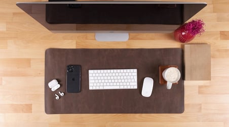 Kişiye Özel Hakiki Full Grain Deri Masa Matı 37X80 Cm El Yapımı Ofis Sümeni Ve Mouse Pad