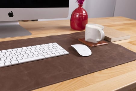 Kişiye Özel Hakiki Full Grain Deri Masa Matı 37X80 Cm El Yapımı Ofis Sümeni Ve Mouse Pad