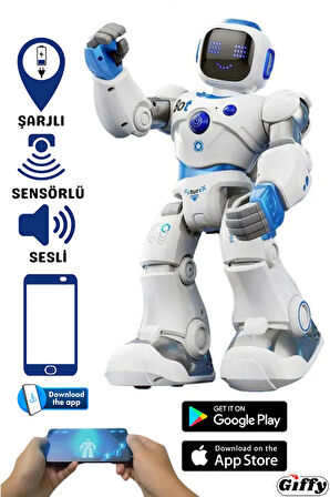 Uzaktan Kumandalı Akıllı Robot Yapay Zeka Telefon,Kumanda ve Ses Kontrollü Şarjlı İnteraktif Robot