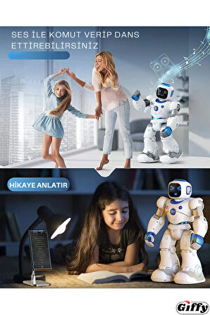 Uzaktan Kumandalı Akıllı Robot Yapay Zeka Telefon,Kumanda ve Ses Kontrollü Şarjlı İnteraktif Robot
