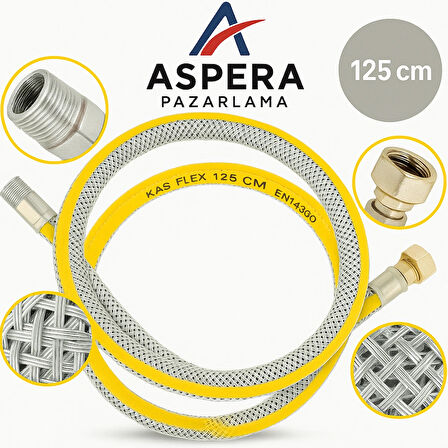 125 Cm Doğalgaz Flex Bağlantı Hortumu - Gaz Flexi Boru | Ocak, Fırın, Soba Uyumlu