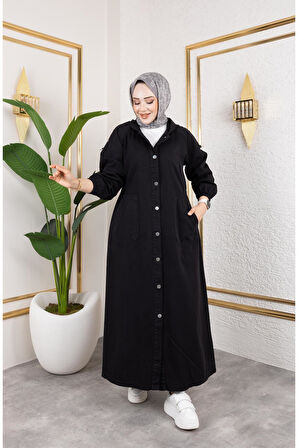 Kadın Düğmeli Cepli Gabardin Kap