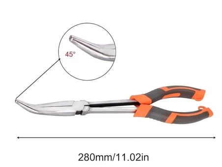  Extra Uzun Eğri Kargaburun 11 Inç Kıvrımlı   Ince Burun Pense Paslanmaz Çelik Dayanıklı El Aleti 280 mm