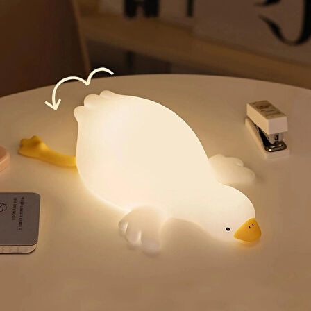 Gece Lambası USB Şarjlı Kısılabilir Yumuşak Silkon LED Işık Çocuk ve Yetişkinler İçin Sevimli Ördek