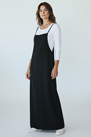 KADIN AYARLANABİLİR İP ASKILI DABIL KUMAŞ ELBİSE