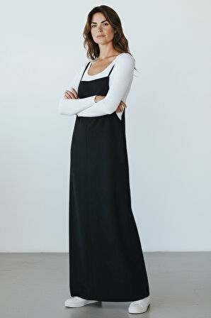 KADIN AYARLANABİLİR İP ASKILI DABIL KUMAŞ ELBİSE