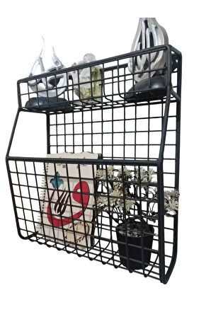 2 Gözlü YENİ Metal Dekoratif Kitaplık Dergilik ve Gazetelik Ünitesi