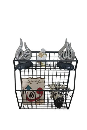 2 Gözlü YENİ Metal Dekoratif Kitaplık Dergilik ve Gazetelik Ünitesi