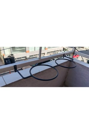 Balkon Bahçe Için Tek Parça 3 Gözlü Metal Duvar Halka Saksıklık 50x20x16-18