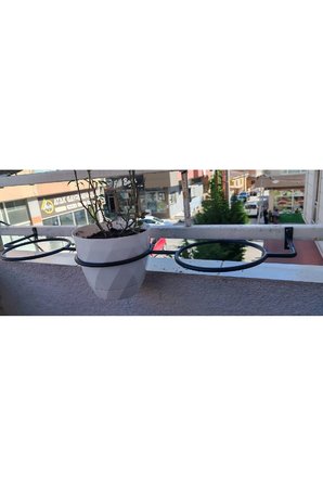 Balkon Bahçe İçin Tek Parça 3 Gözlü Metal Duvar Halka Saksılık 70X20X16-18