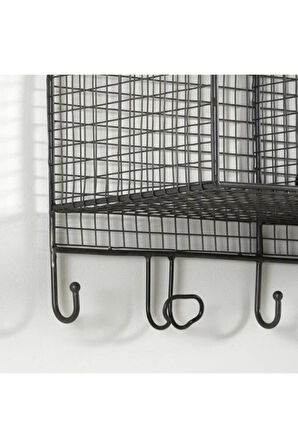 Antre Metal Telli Askılı Duvar Rafı, 9 Kancalı - Siyah