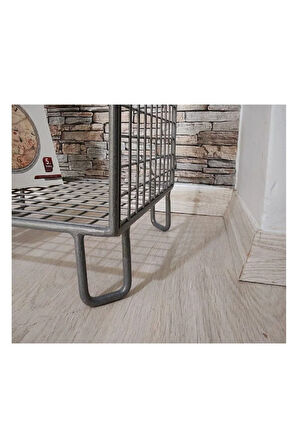 (METALİK GÜMÜŞ) Çiçeklik Çok Amaçlı Tel Raf ve Orta/Yan Sehpa Tabure