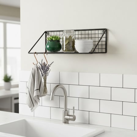 İskandinav YENİ 32x25x15 Çok Amaçlı Duvar Rafı/Çiçeklik/ (siyah Renk)