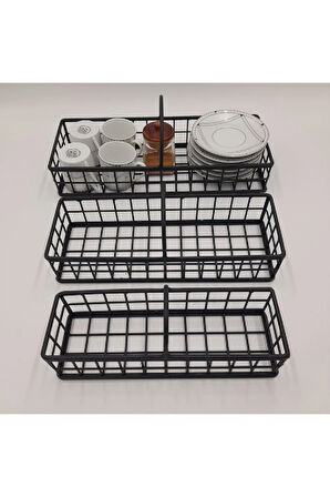 Asortik Dekoratif 3lü Rüstik Tel Sepet (YENİ)