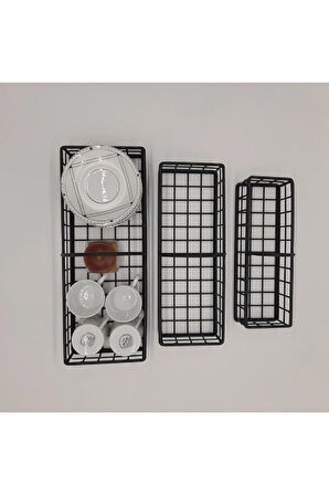 Asortik Dekoratif 3lü Rüstik Tel Sepet (YENİ)