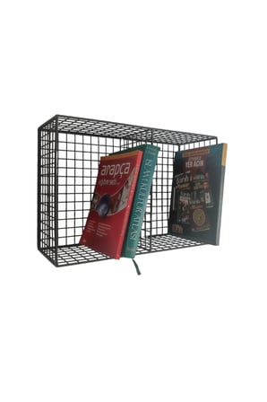 Metal 2 gözlü Grid (Kafes) Kitaplık/Plaklık Duvar Rafı 50x33x20