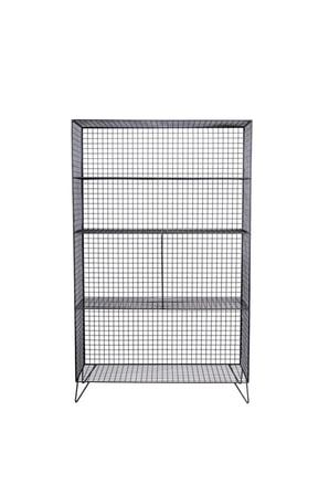 Iskandinav 5 Gözlü Tel Metal Raf & Grid Kitaplık Vitrin Concole120x80