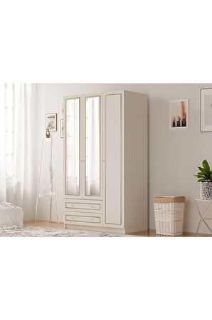 Rabi Mobilya Gold Country 3 Kapak 2 Çekmece Aynalı Mega Gardırop 