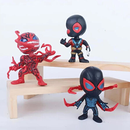 6'lı Anime Karakter Seti Spider-Man Siyah Spider-Man Venom Carnage Deadpool