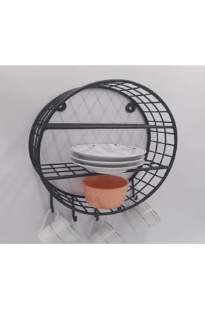 Kafes Duvar Askı Rafı/yeni Dekoratif Yuvarlak 5 Kancalı Fincanlık - 25x7