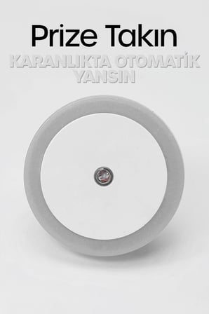 Yuvarlak Oval Otomatik Gece Lambası Işığa Duyarlı Karanlık LDR Sensörlü Koridor Beyaz GC01