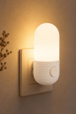 Gece Lambası Uzun Elips Tip 2 MOD Sarı-Beyaz Işık Tuşlu Koridor Hol Işığı Uyuma Işığı Beyaz K7064