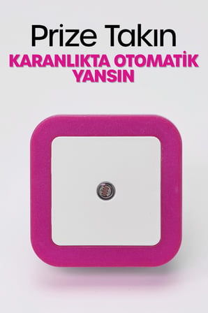 Kare Otomatik Gece Lambası Işığa Duyarlı Karanlık LDR Sensörlü Koridor Pembe GC02