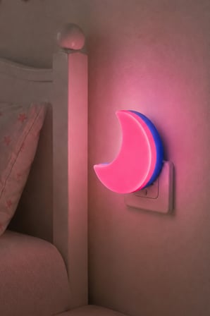 Yarım Hilal Ay Gece Lambası ON/OFF Tuşlu Koridor Hol Işığı Uyuma Işığı Pembe K6975