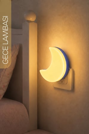 Yarım Hilal Ay Gece Lambası ON/OFF Tuşlu Koridor Hol Işığı Uyuma Işığı Sarı K6975