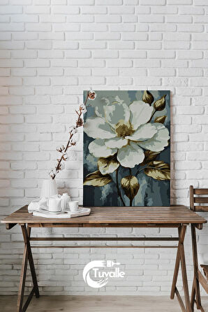 Gecenin Çiçeği Sayılarla Boyama Seti, Hobi Seti, 40X50 Tablo, Fırça Boya, Numaralı Tuval