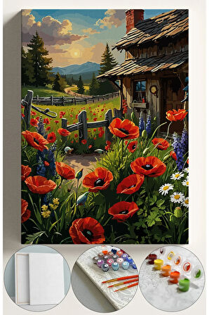 Sayılarla Boyama Seti Numaralı Tuval Fırça Boya 40x50 Cm - GELİNCİK EVİ