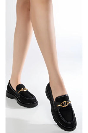 V Toka Detaylı Süet Kadın Loafer Ayakkabı - Gen2072