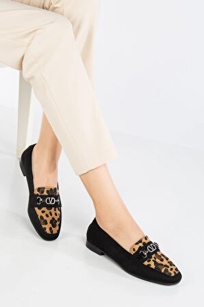 Leopar Desen Kadın Loafer