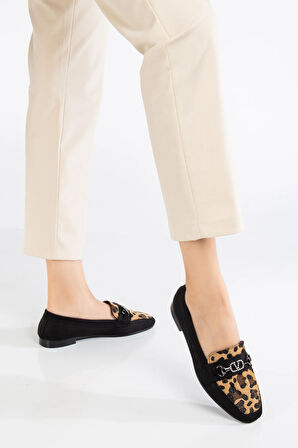 Leopar Desen Kadın Loafer