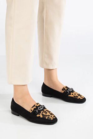 Leopar Desen Kadın Loafer