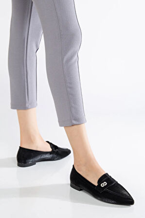 Kadın Siyah Loafer Babet