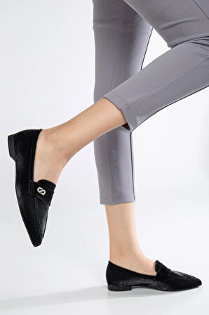 Kadın Siyah Loafer Babet