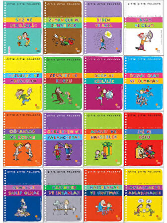 Çıtır Çıtır Felsefe 16 Kitap Set - Beden ve Akıl - Yaşam ve Ölüm - Mutluluk ve Mutsuzluk - Cesarete ve Korku - Doğa ve Kirlilik - Oğlanlar ve Kızlar - Iyi ve Kötü - Zaman Çok ve Zaman Yok