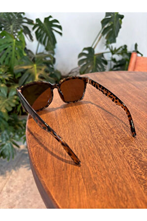 Gentle Leopar Unisex Kadın Erkek Büyük Köşeli Güneş Gözlüğü Unisex 63 Ekartman