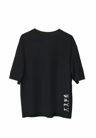 Gizers Giyim Unisex Bisiklet Yaka Baskılı Oversize T-Shirt - Siyah