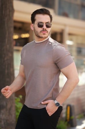 Gizers Giyim Erkek Omuzlar çizgi Detaylı Kısa Kollu T-shirt